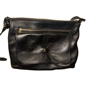 Fossil Black Pebbled Leather Crossbody Bag with Gold Hardware 12x13